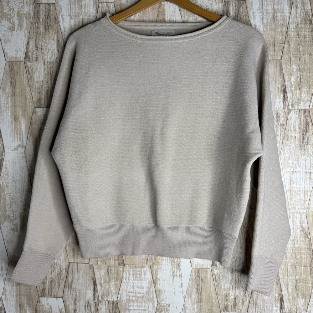 Rachel Zoe Sweater Women Size S Oatmeal Beige Round Neck Pullover